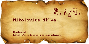 Mikolovits Éva névjegykártya